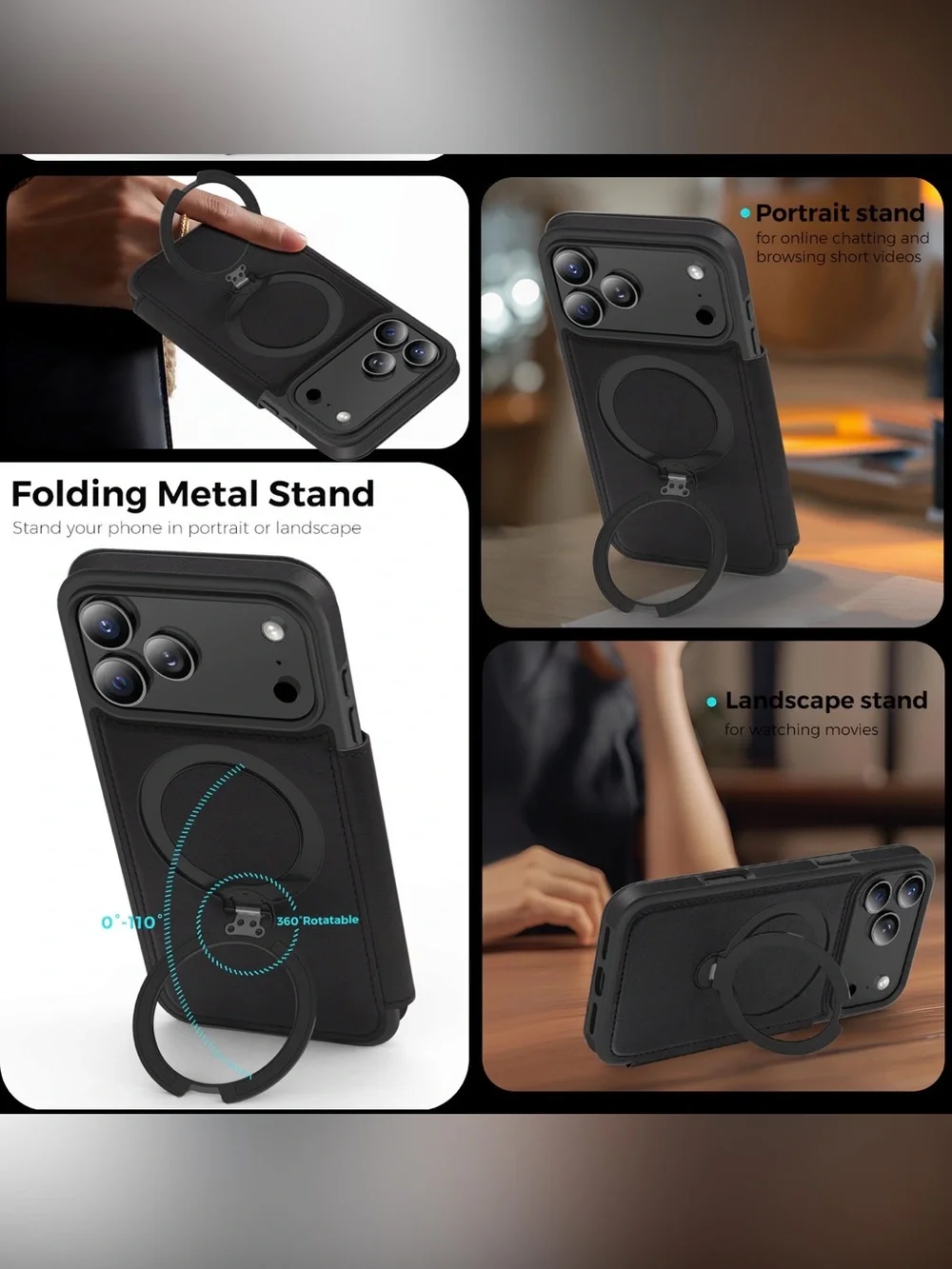 Stand case for iPhone 17 Pro Max black